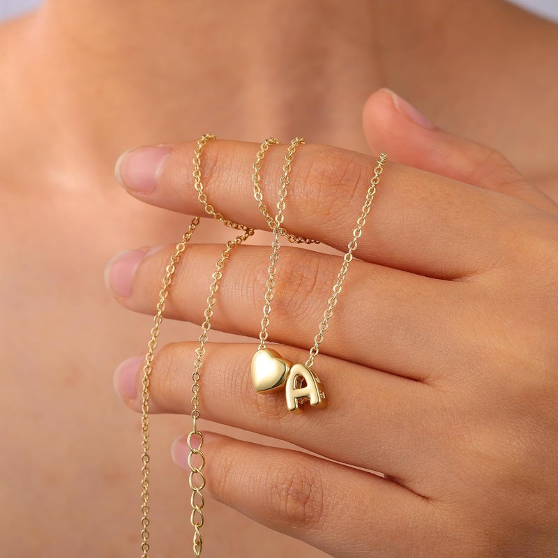 M MOOHAM Valentines Gifts for Kids Her - Heart Initial Necklaces for Women Girls 14K Gold Plated Tiny Heart Necklace Jewelry for Kids Personalized Birthday Gifts for Teen Girls Trendy - Image 4